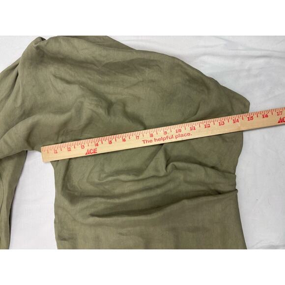 Zara Linen One Shoulder Draped Pencil Midi Dress Avant Garde Romantic Size XS - Picture 7 of 7